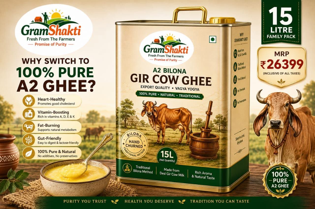 A2 Bilona Gir Cow Ghee – 15 Litre Family Pack
